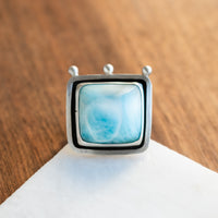 Size 7.5 | Square Larimar Ring