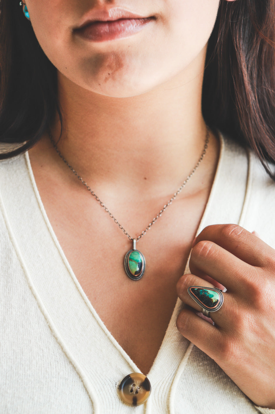 Size 6 | Turquoise Teardrop + Copper Ring