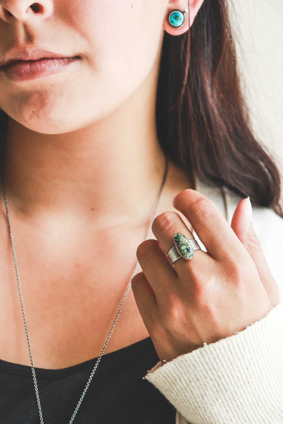 Size 7 | Variscite Poseidon + Gold Ring