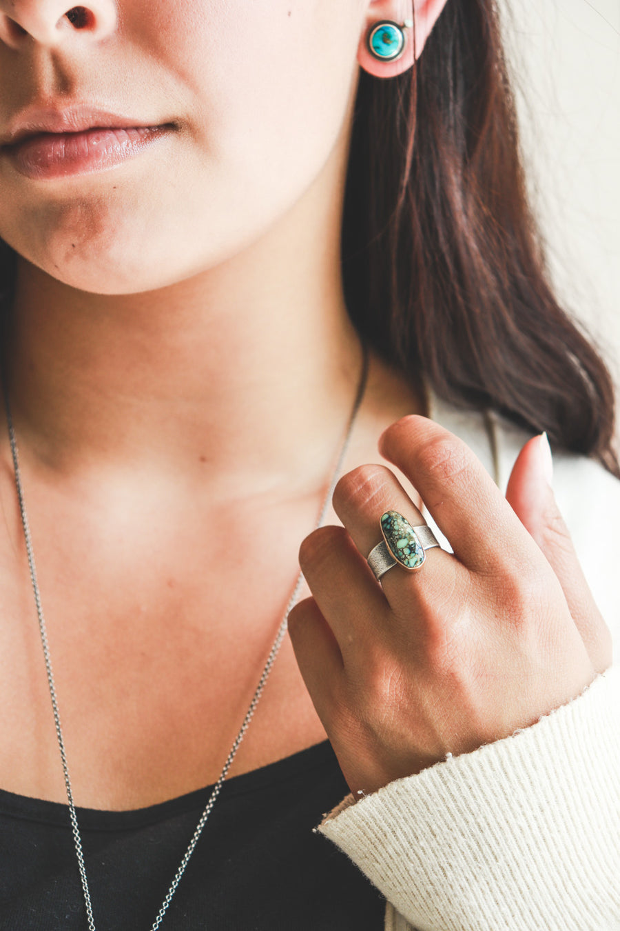 Size 7 | Variscite Poseidon + Gold Ring