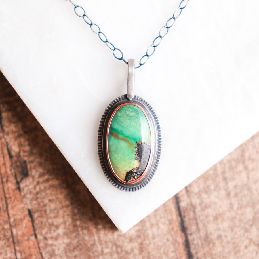 Turquoise Oval + Copper Necklace