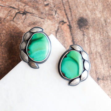 Turquoise Five Spring Leaves Studs