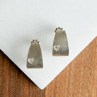 Frosted Heart Chunky Hoop Earrings | Silver