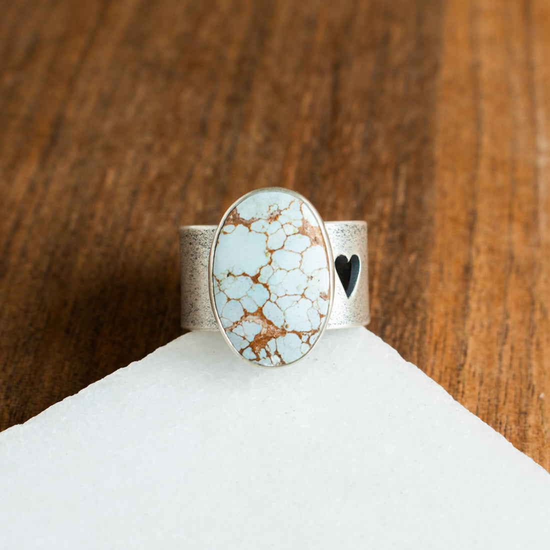 Size 8.5 | Sandhill Turquoise & Heart Cutout Ring