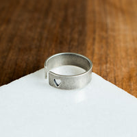 Adjustable | Open Heart Narrow Ring | Silver