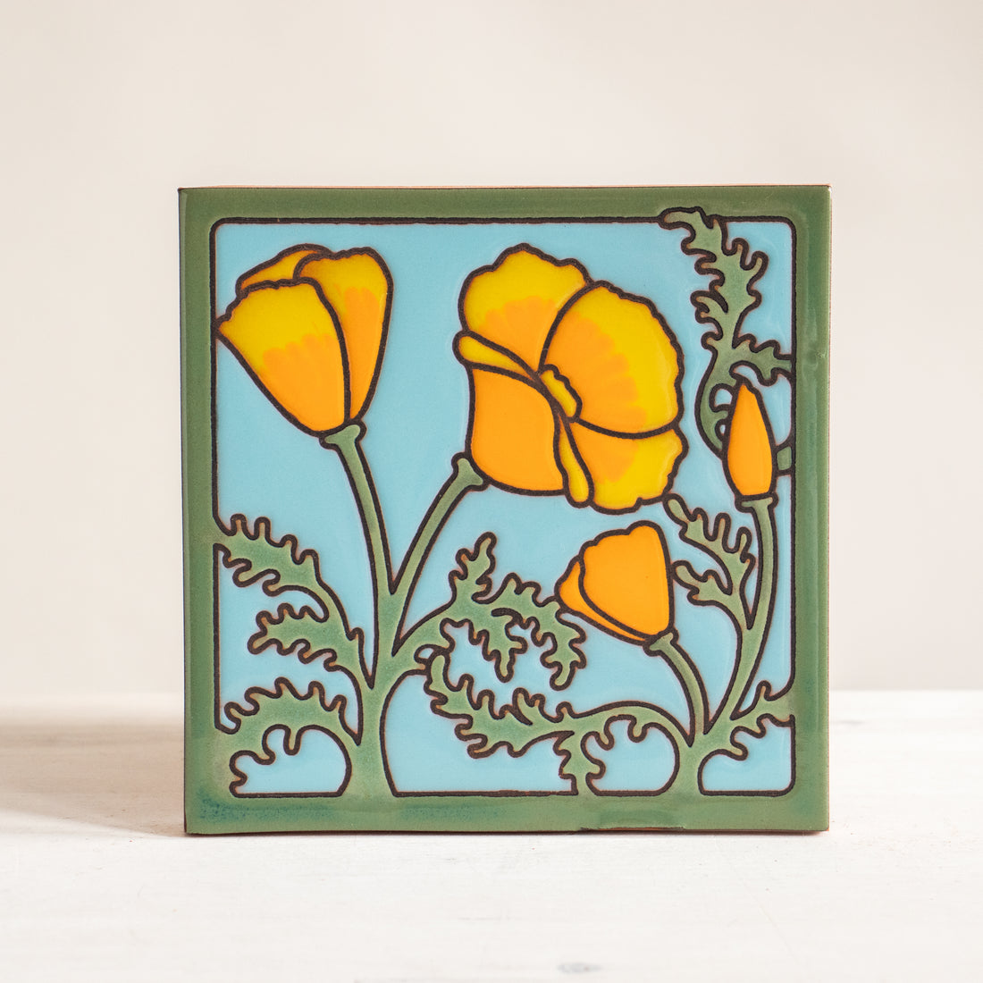 6x6 California Poppies Tile