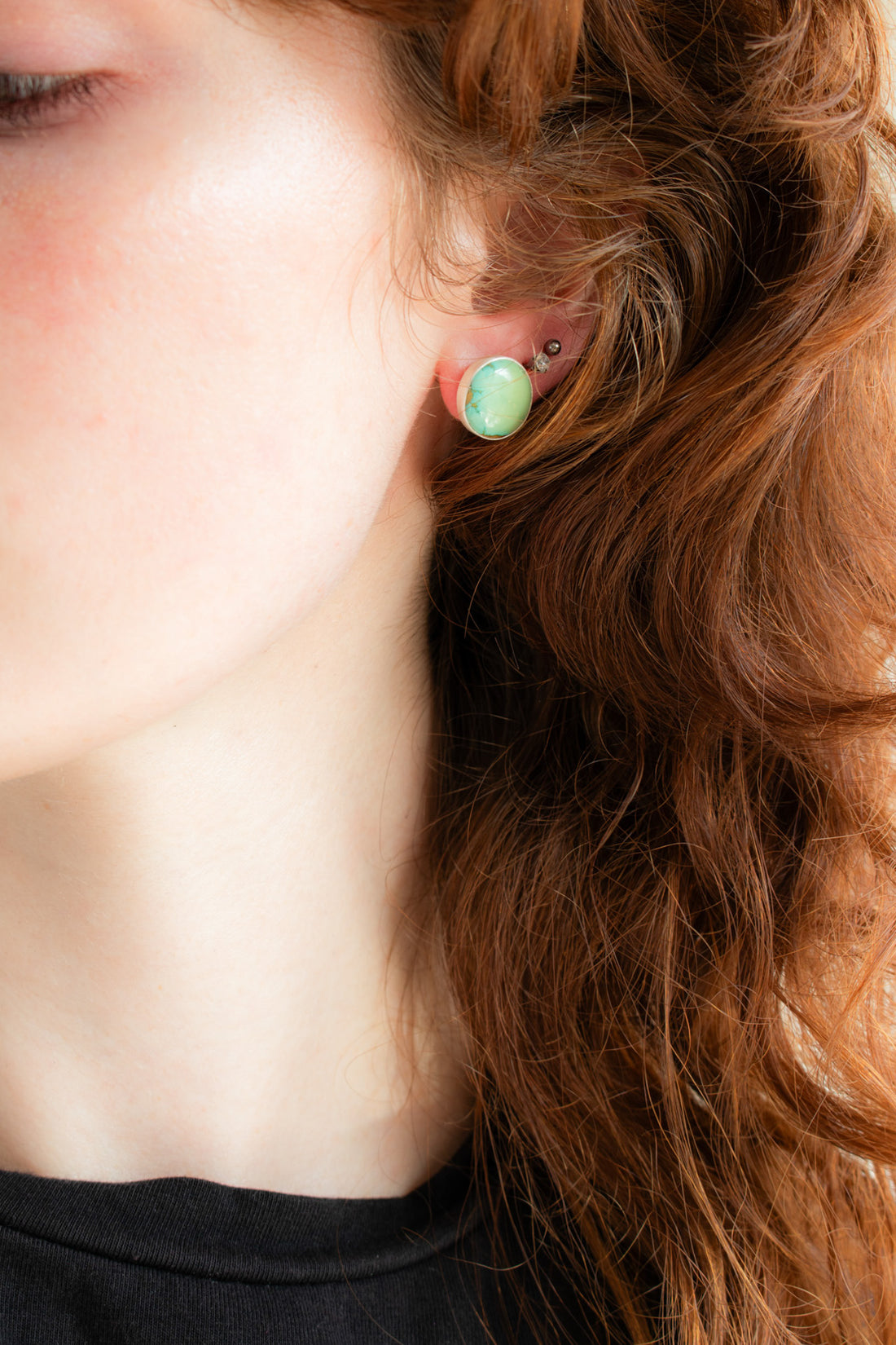 Green Chilean Turquoise Stud Earrings
