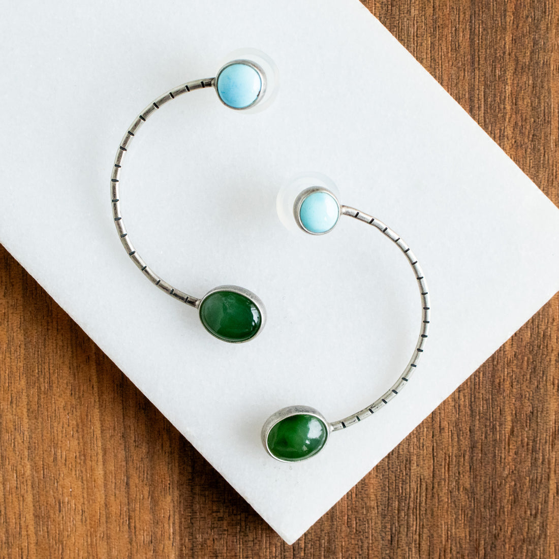 Golden Hills Turquoise & Green Agate Stud Earrings
