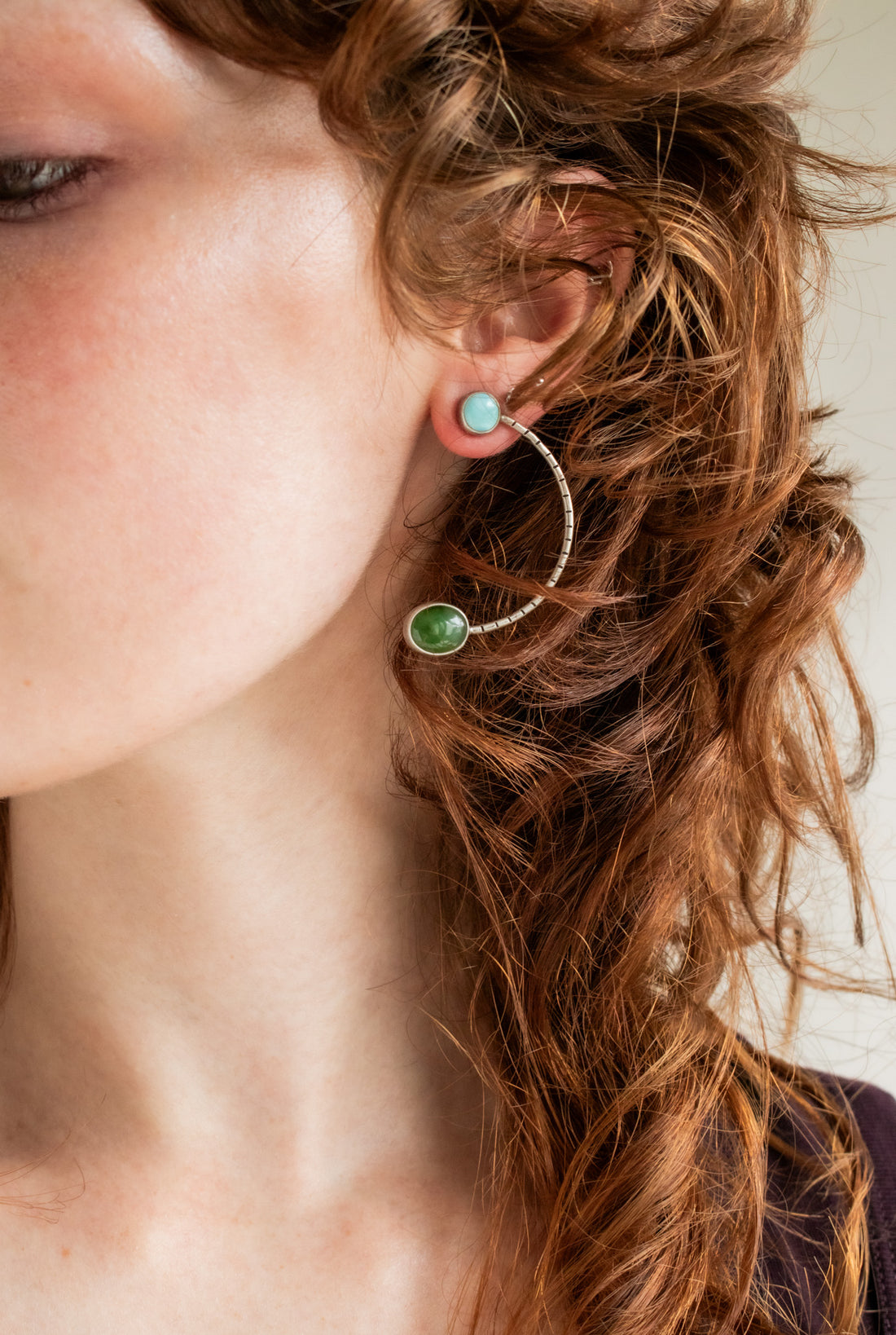 Golden Hills Turquoise & Green Agate Stud Earrings