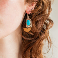 Sonoran Turquoise, Silver, & Brass Athena Earrings