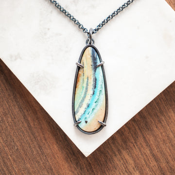Opal Wood Light Oblong Necklace