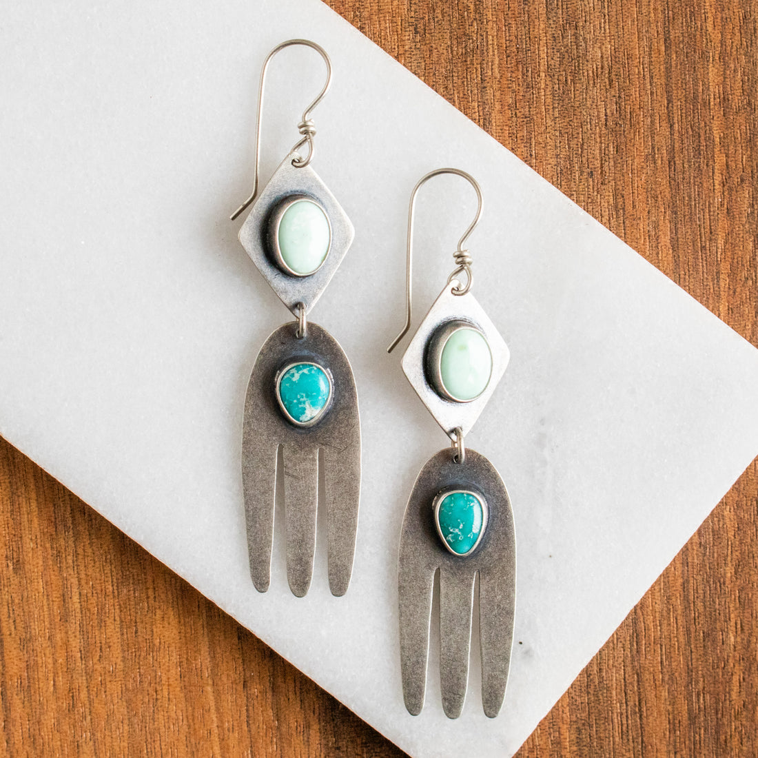 Palomino Variscite & Whitewater Turquoise Earrings