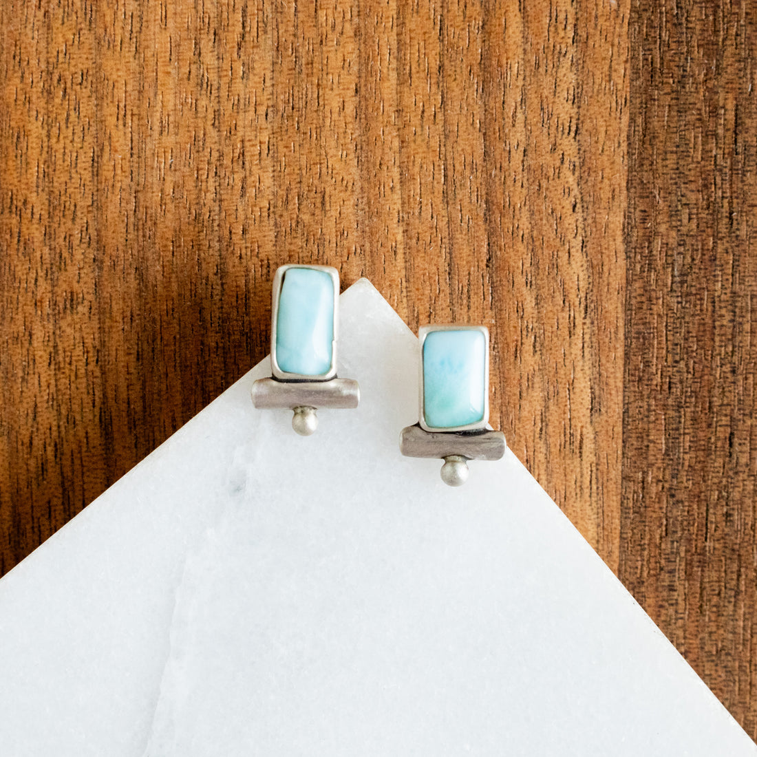 Larimar Rectangle Stud Earrings