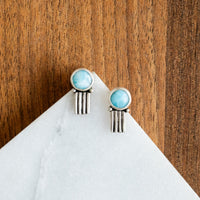 Larimar Round Stud Earrings