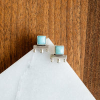 Larimar Square Stud Earrings