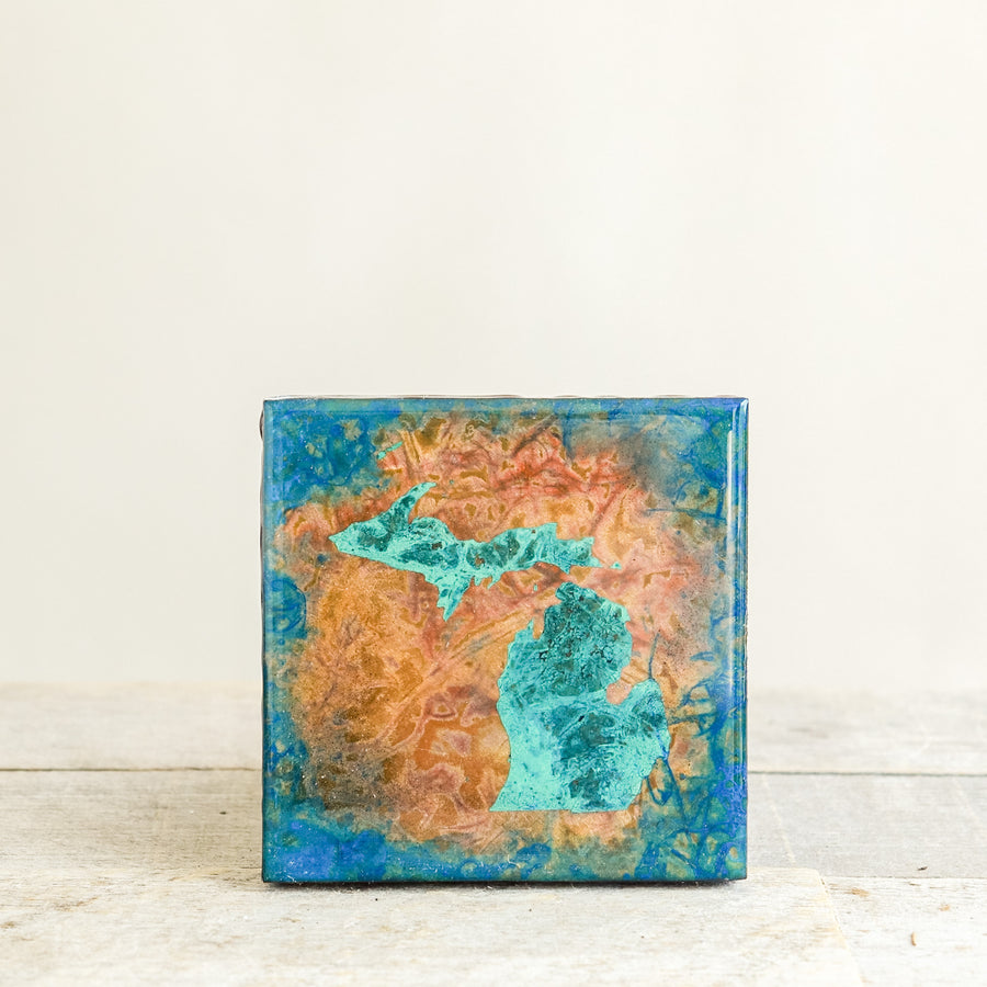 State of Michigan Copper Tile/Coaster | 4x4