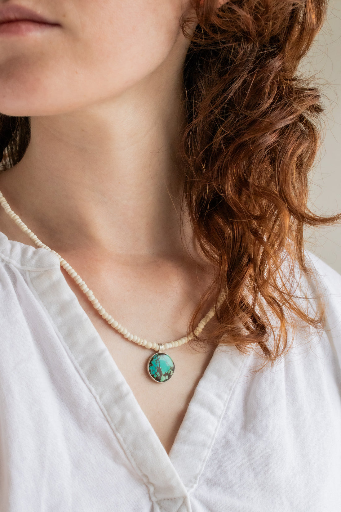 Chilean Turquoise & Coconut Bead Necklace