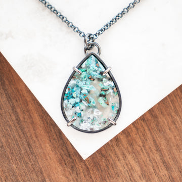 Confetti Chrysocolla Wide Teardrop Necklace
