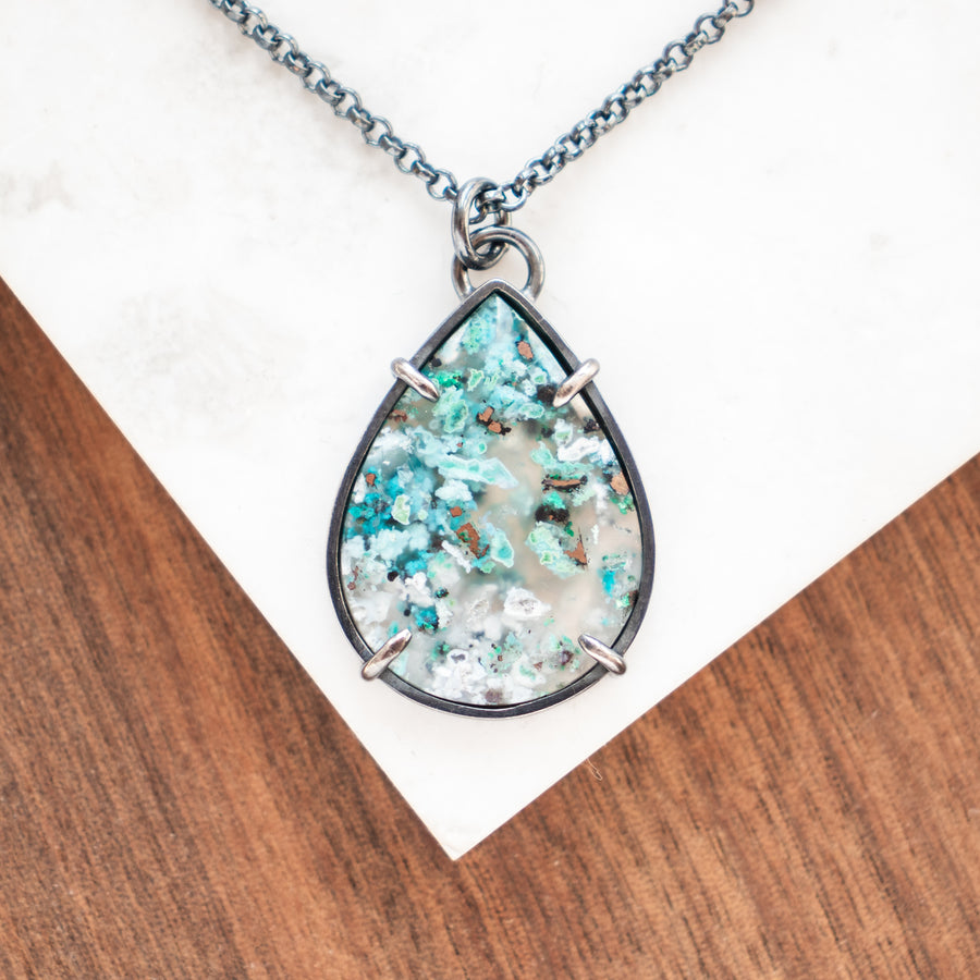 Confetti Chrysocolla Wide Teardrop Necklace