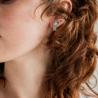 Larimar Round Stud Earrings