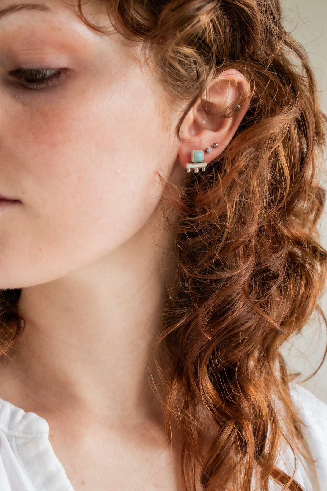 Larimar Square Stud Earrings