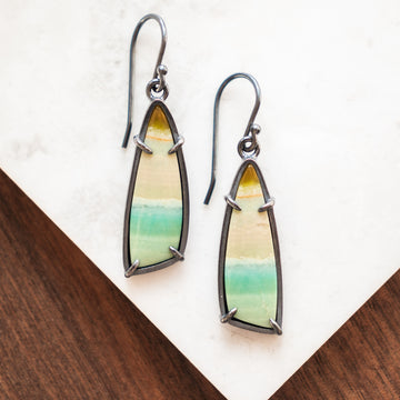Opal Wood Thin Triangle Earrings