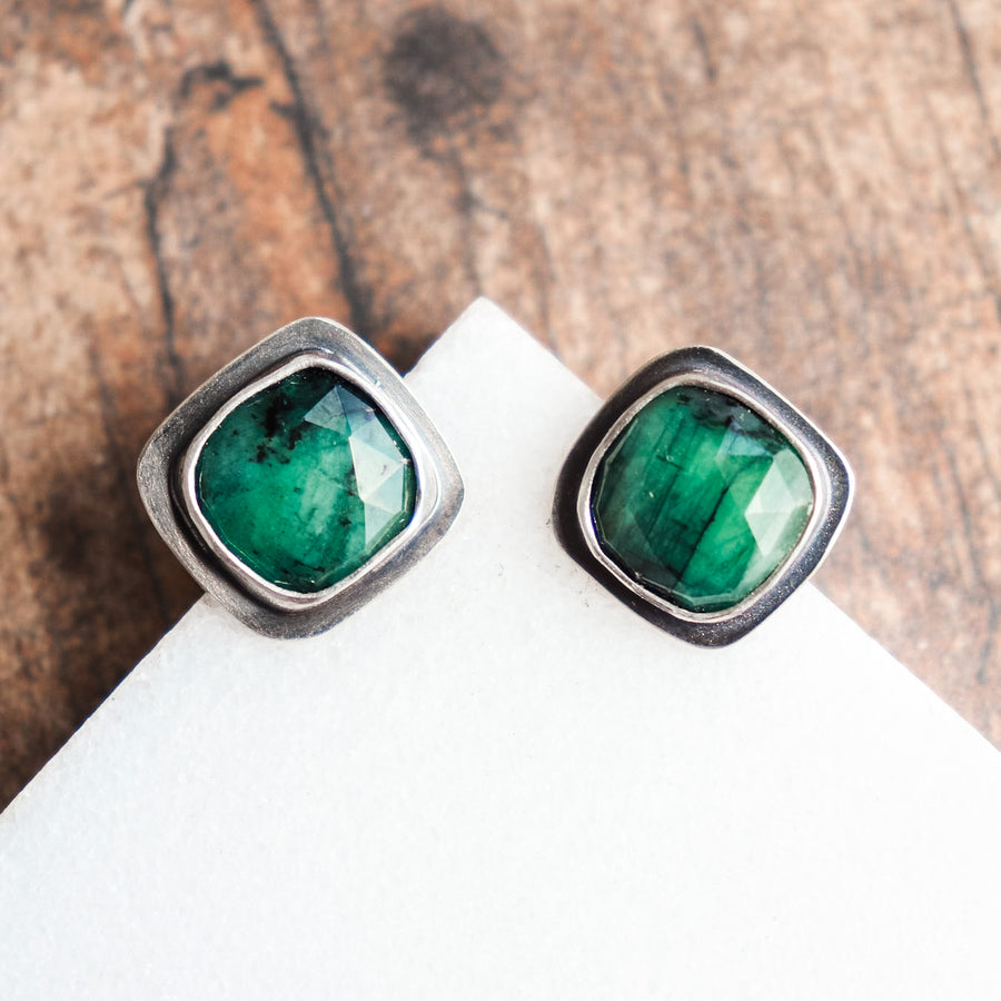 Emerald Square Stud Earrings