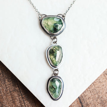 Prehnite Triple Stone Necklace