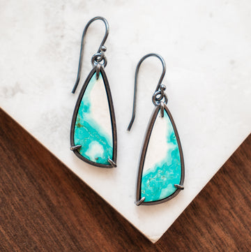 Turquoise Blue/White Drop Earrings