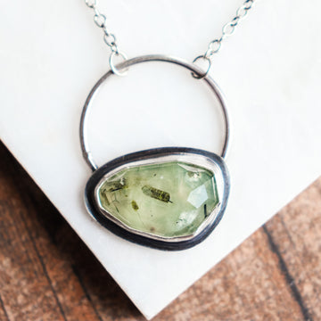 Large Prehnite Hoop Necklace