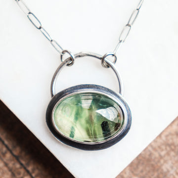 Small Prehnite Hoop Necklace