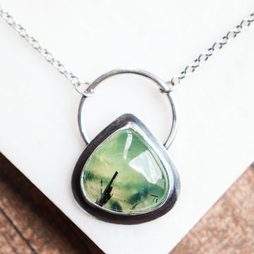 Teardrop Prehnite Hoop Necklace