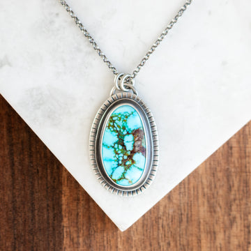 Kingman Turquoise Stamped Border Necklace