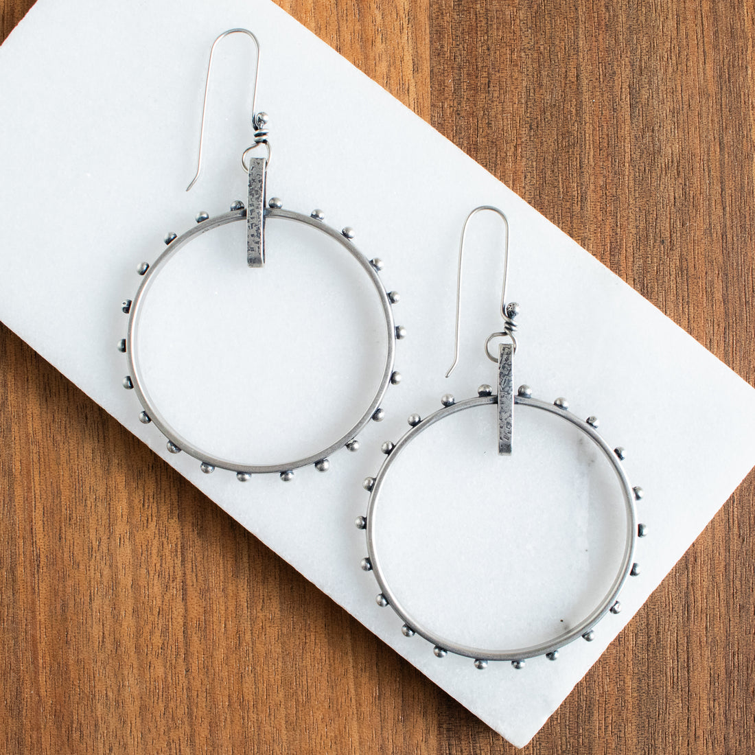 Studded Silver Hoop Earrings no. 1