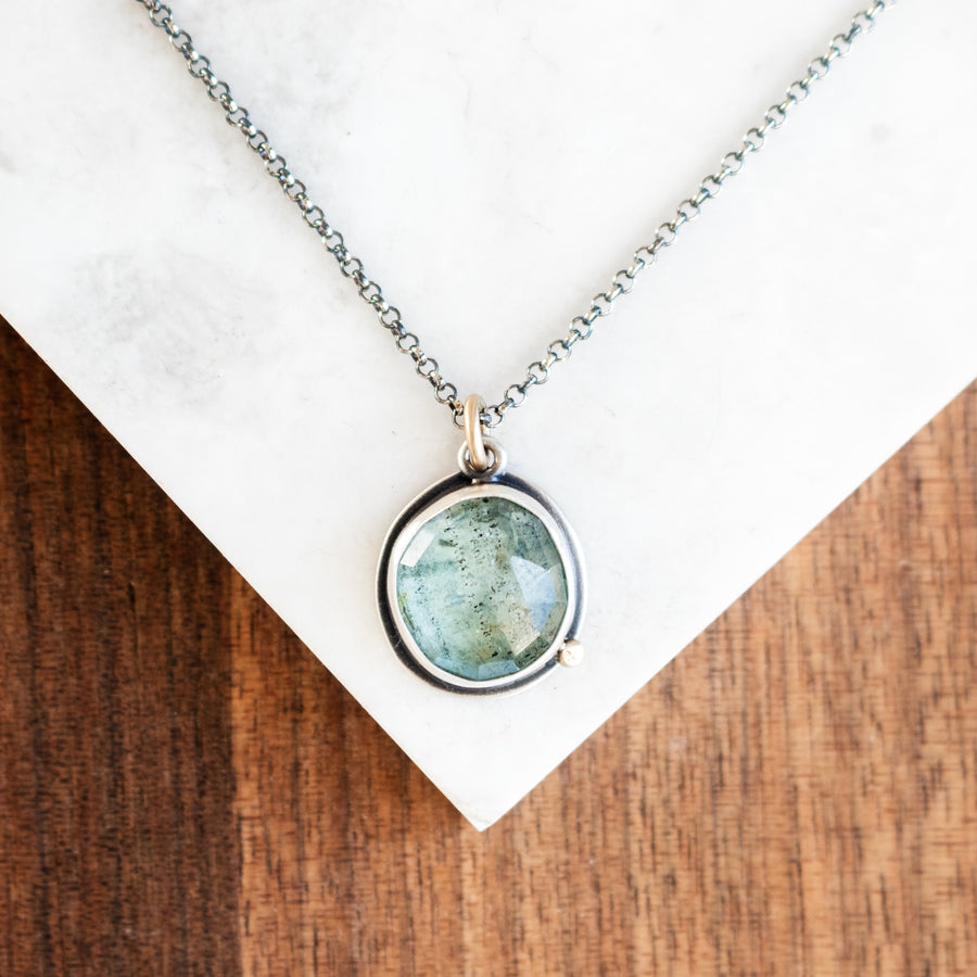 Moss Aquamarine 14k Gold Necklace