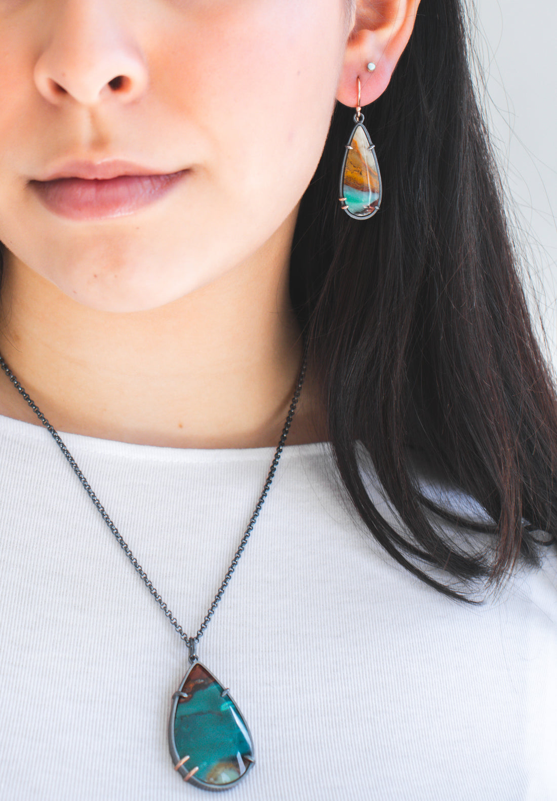 Opal Wood 14k 5 Prong Necklace