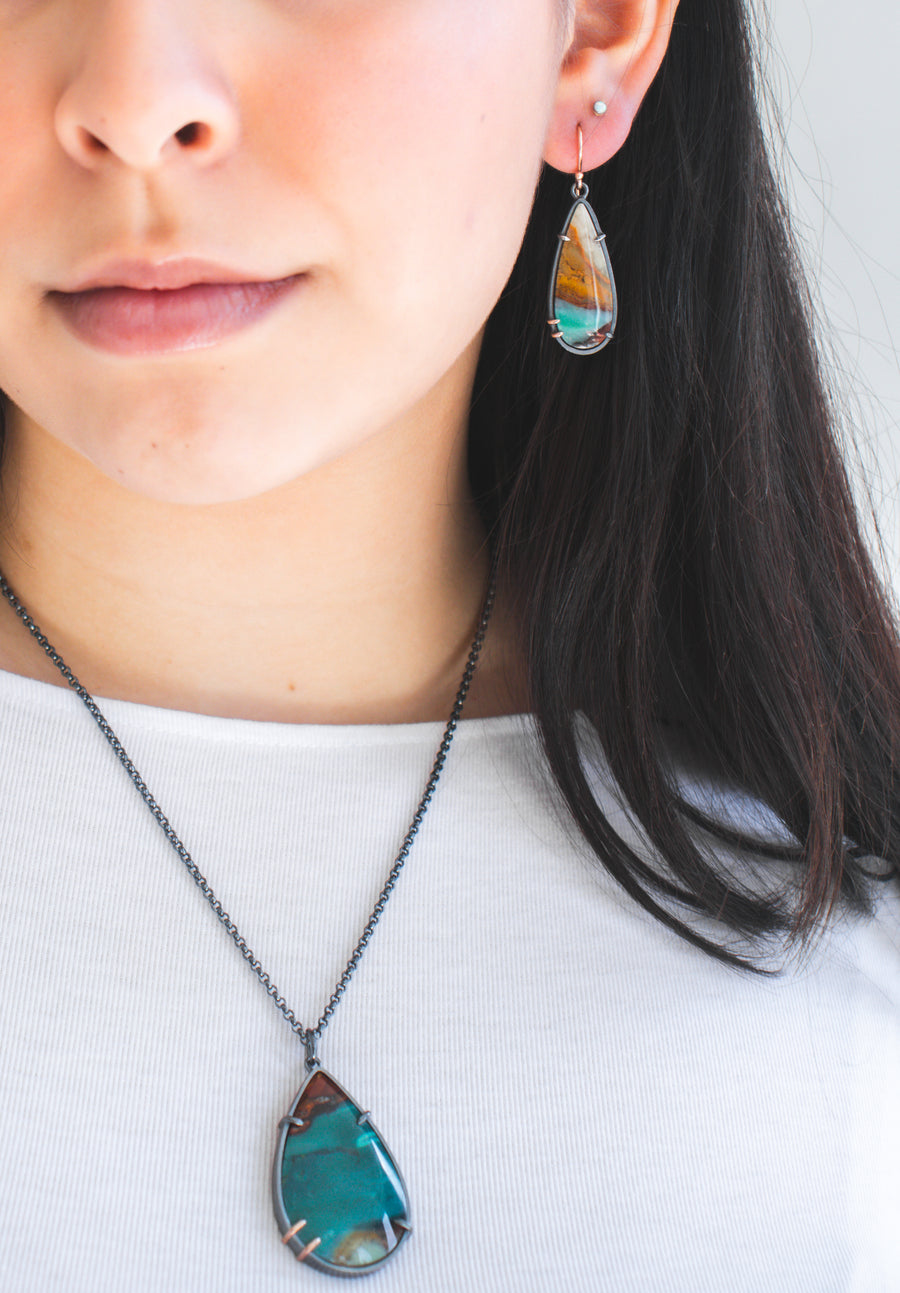 Opal Wood 14k 5 Prong Necklace