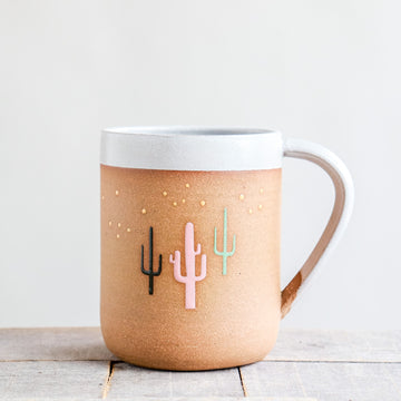 Cactus and Stars Mug | White
