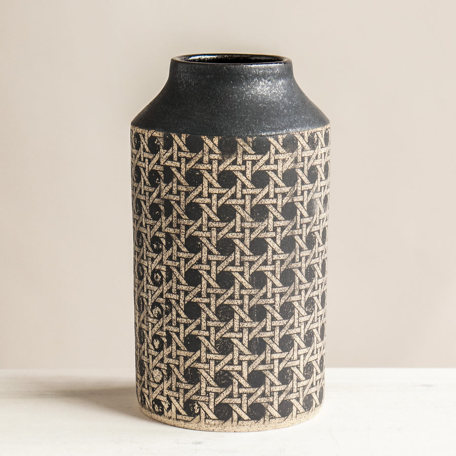 Tall Vase | Basket Black & Sand