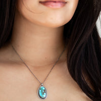 Kingman Turquoise Stamped Border Necklace