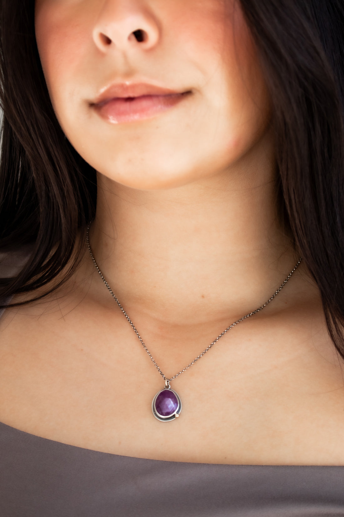 Purple Sapphire 14k Gold Necklace