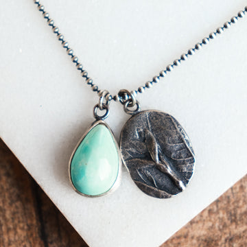 Turquoise Pebble Two Charms Necklace no.1