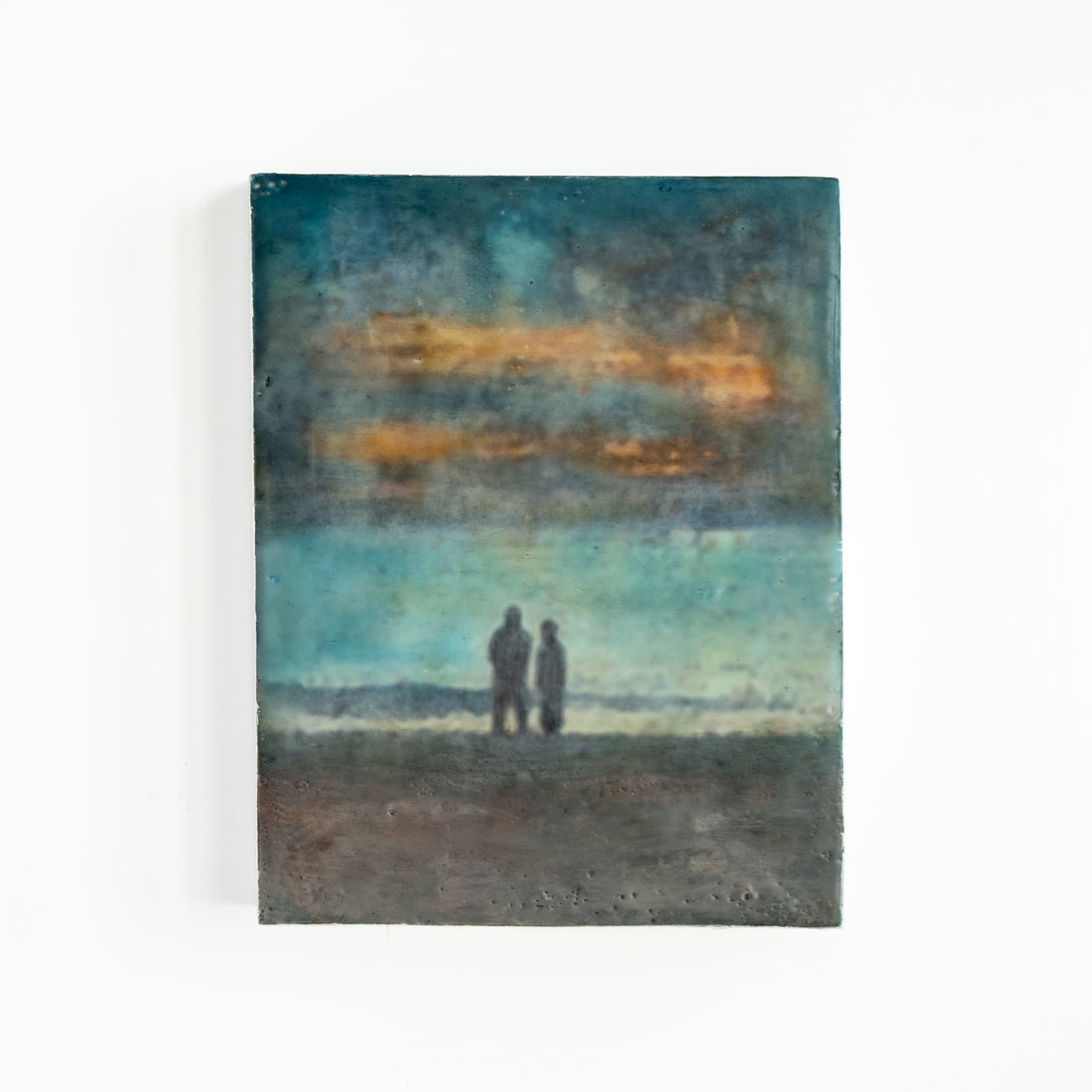 Couple On Beach | 6x8 Encaustic