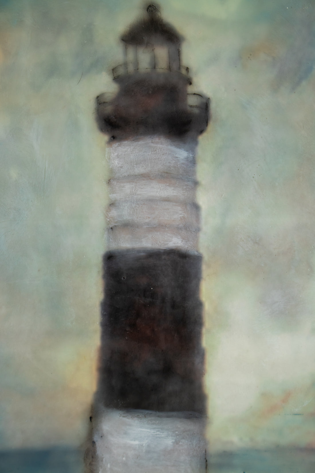 Lighthouse Black & White | 6x8 Encaustic