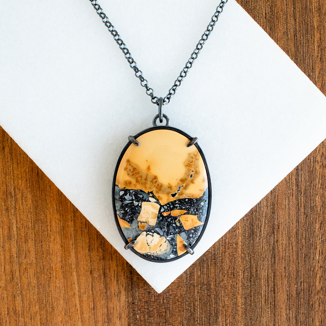Oval Maligano Landscape Jasper Necklace