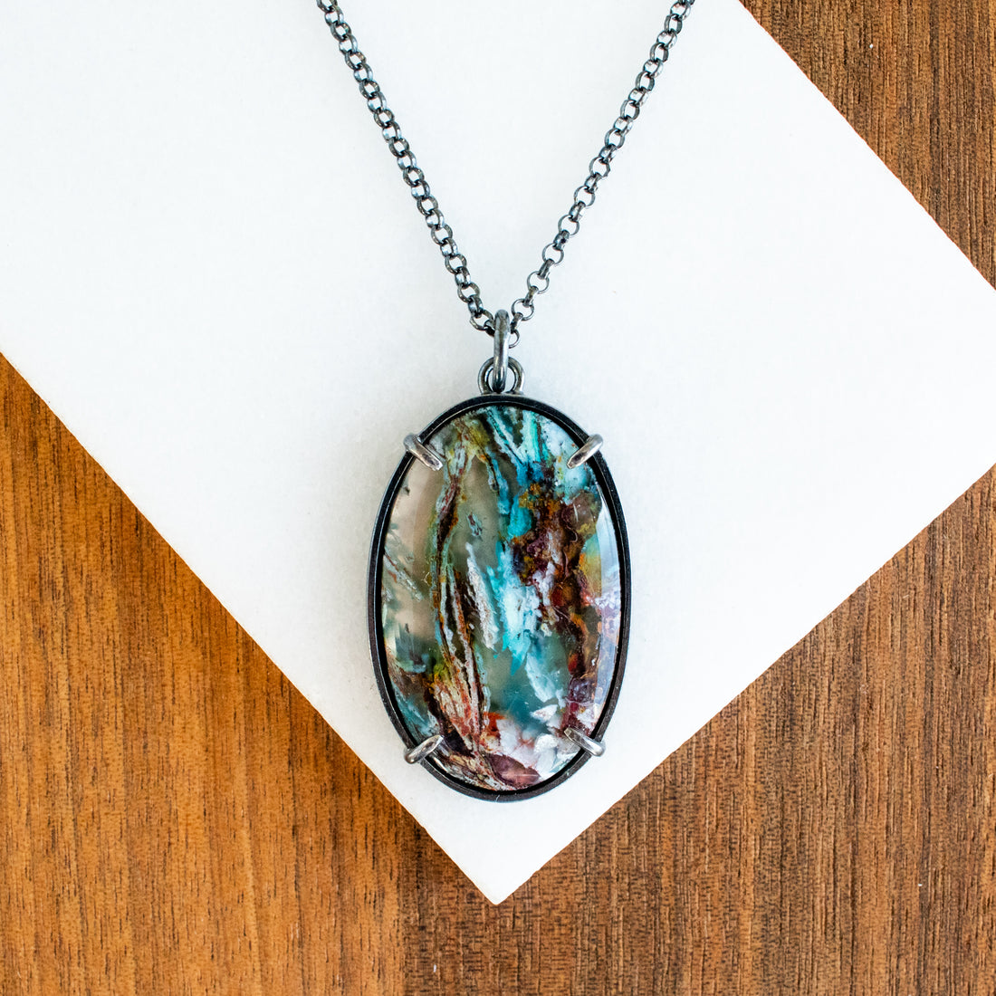 Oval Agate with Copper Necklace no. 1