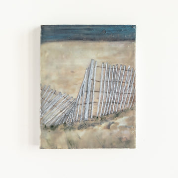 Lakefront Fence | 6x8 Encaustic