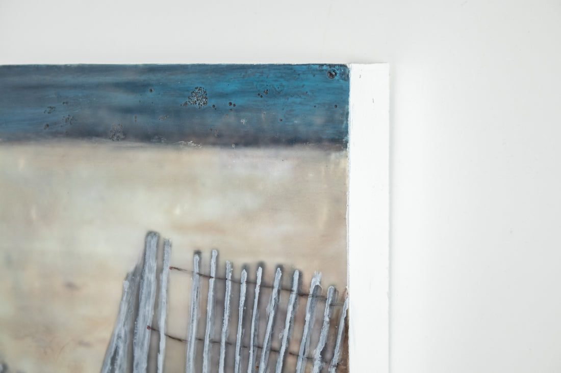 Lakefront Fence | 6x8 Encaustic