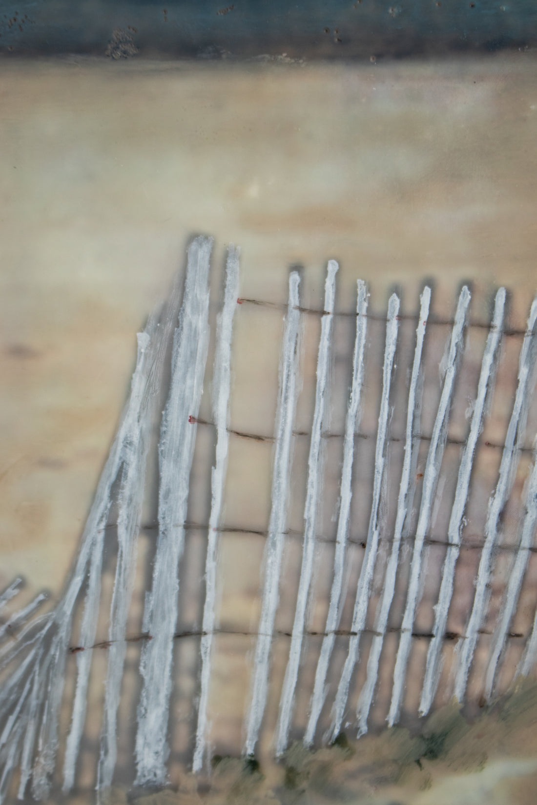 Lakefront Fence | 6x8 Encaustic
