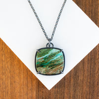 Rectangular Petrified Cholla Wood Necklace